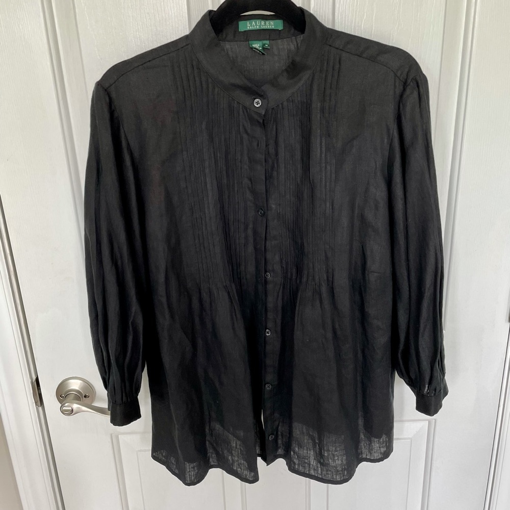 Lauren Ralph Lauren | Size 1X | Black Linen Top